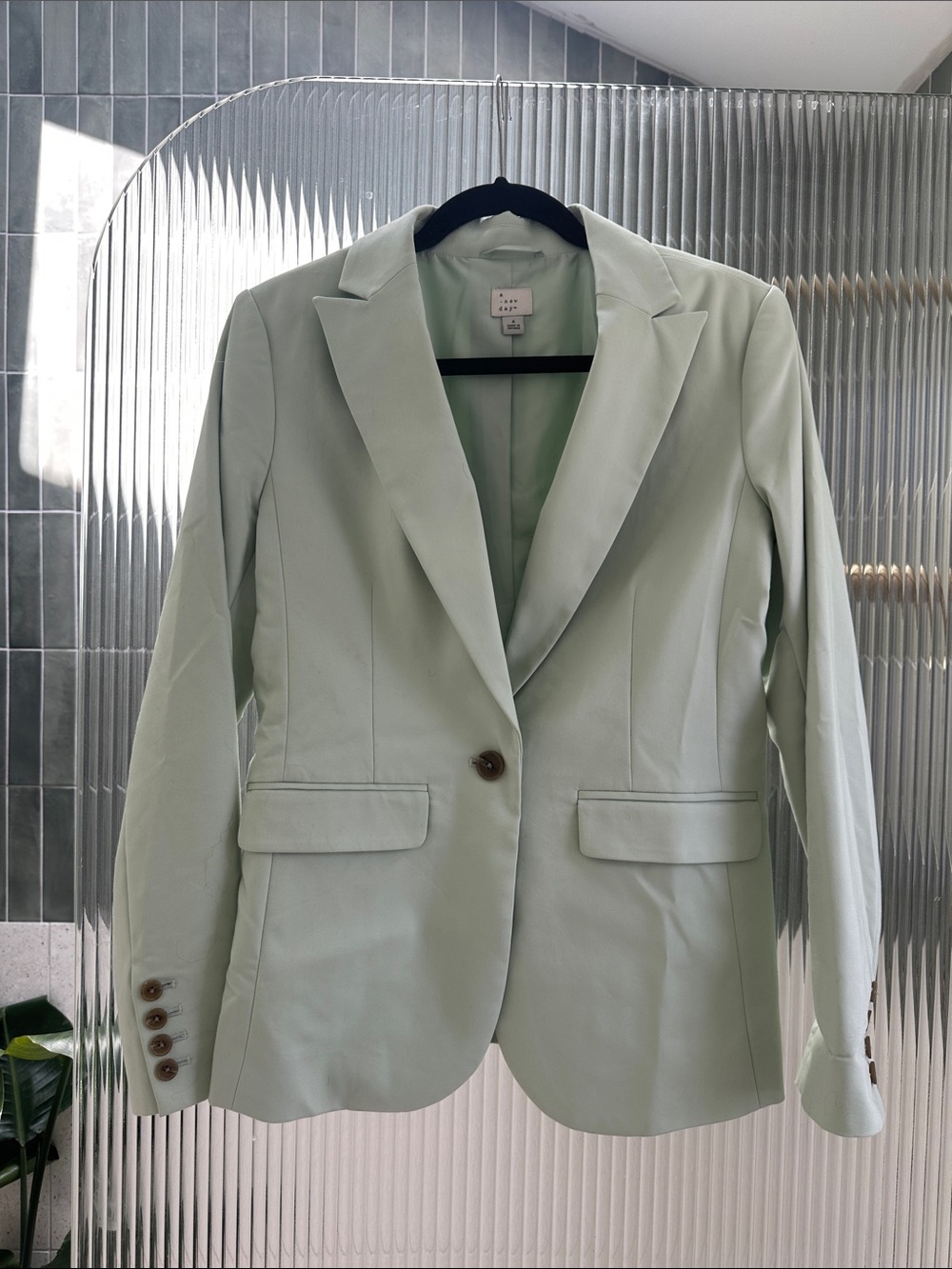 A new day Womens Mint Green Blazer Jacket